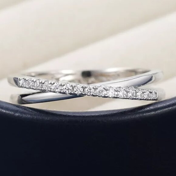 Trendy Advanced Texture 925 Silver Plated CZ Ring, FB16FA1151-7 - Picture 5 of 5